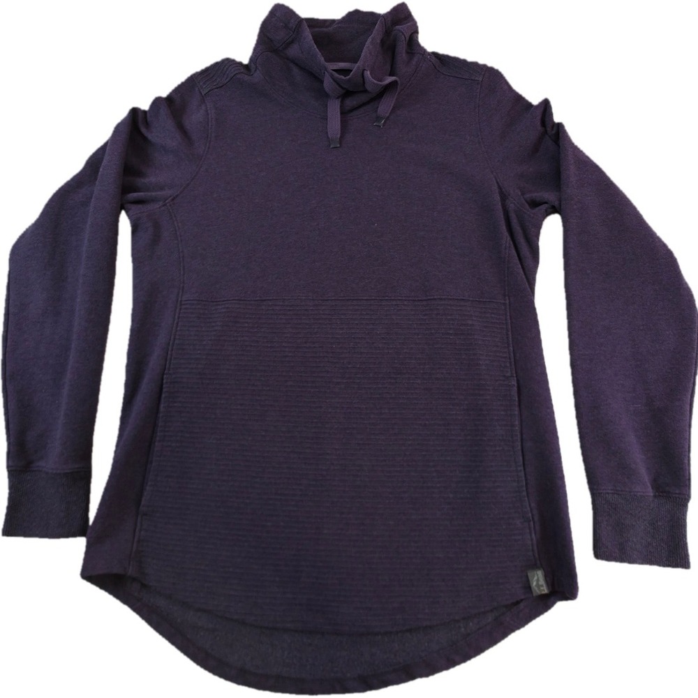 L.L.Bean Pullover Women M Purple Funnel Neck Ribbed Texture Excellent